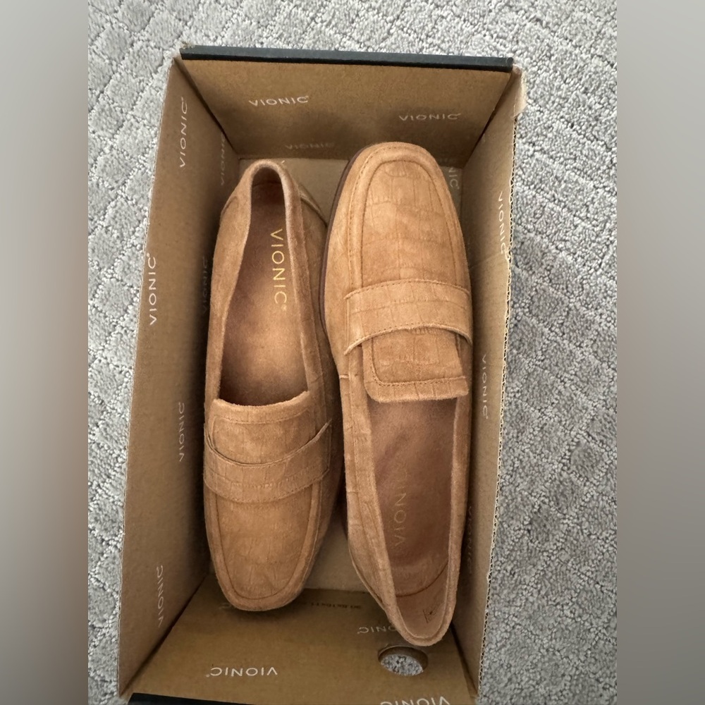 Vionic Tan Suede Penny Loafer